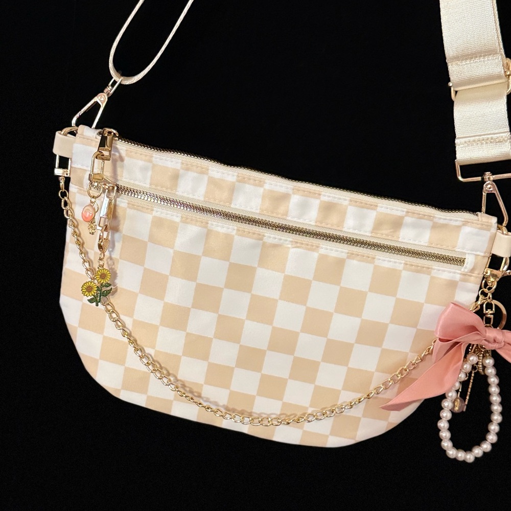 Checkered Cream and White Women's Bag